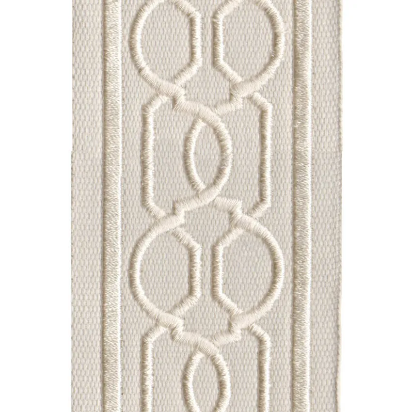 Palegrey Cream and Gray Embroidered Trim Drapery and Upholstery Fabric by the Yard