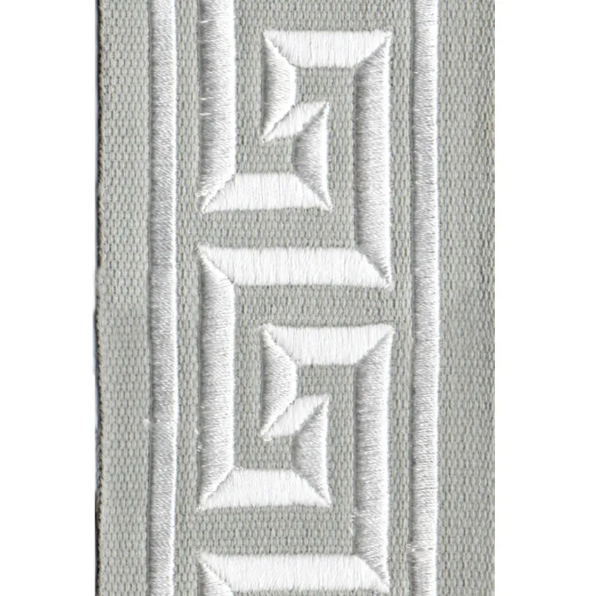 Sterling Kora Sterling and Kora Embroidered Trim Drapery and Upholstery Fabric by the Yard