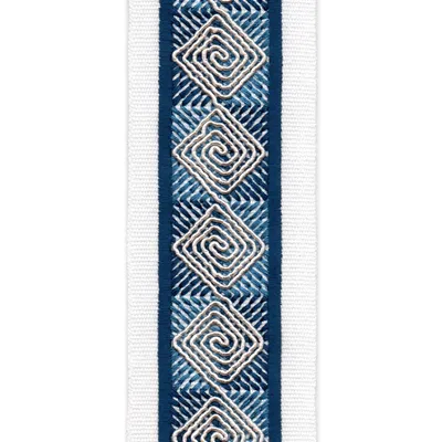 H7913 Ivory Navy Drapery and Upholstery Fabric by the yard