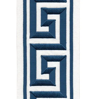 H7346 Ivory Navy Drapery and Upholstery Fabric by the yard
