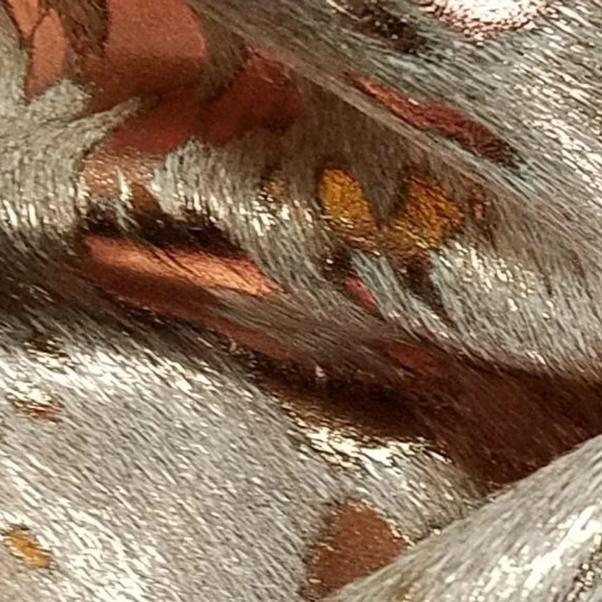Copper On White 100% Genuine Leather With Hair, Metallic Acid Wash From South America by the Hide — Upholstery Fabric