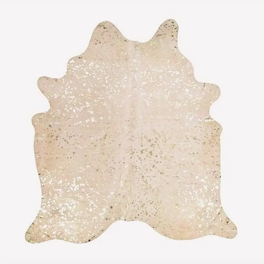 Devore Gold On White 100% Genuine Leather With Hair, Metallic Acid Wash From South America by the Hide