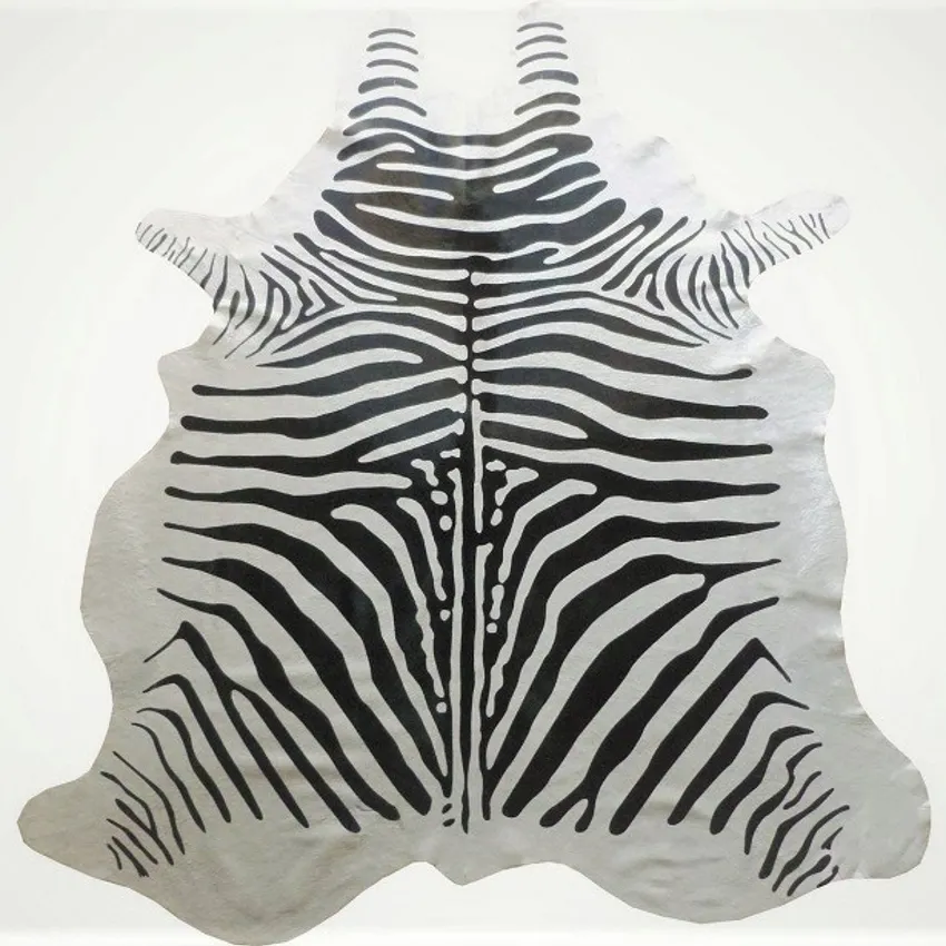 Zebra Original Off White 100% Genuine Leather With Hair From South America by the Hide