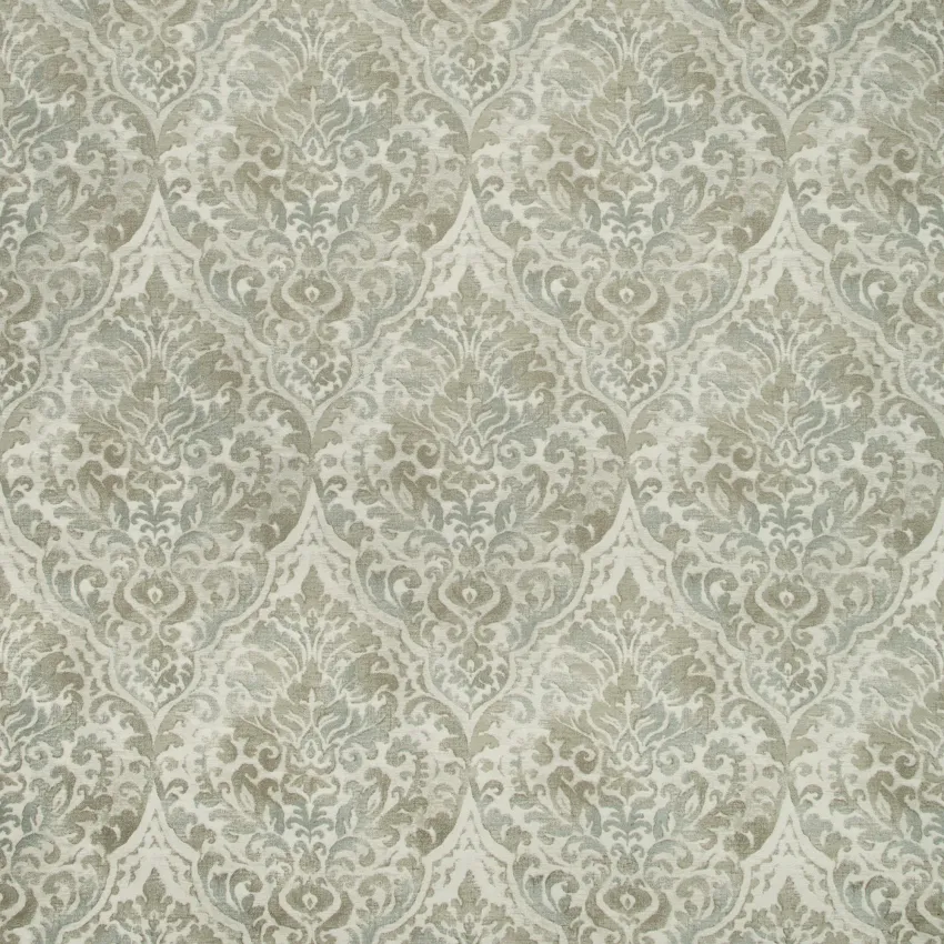 Green Teal White Damask  Upholstery Fabric by the Yard