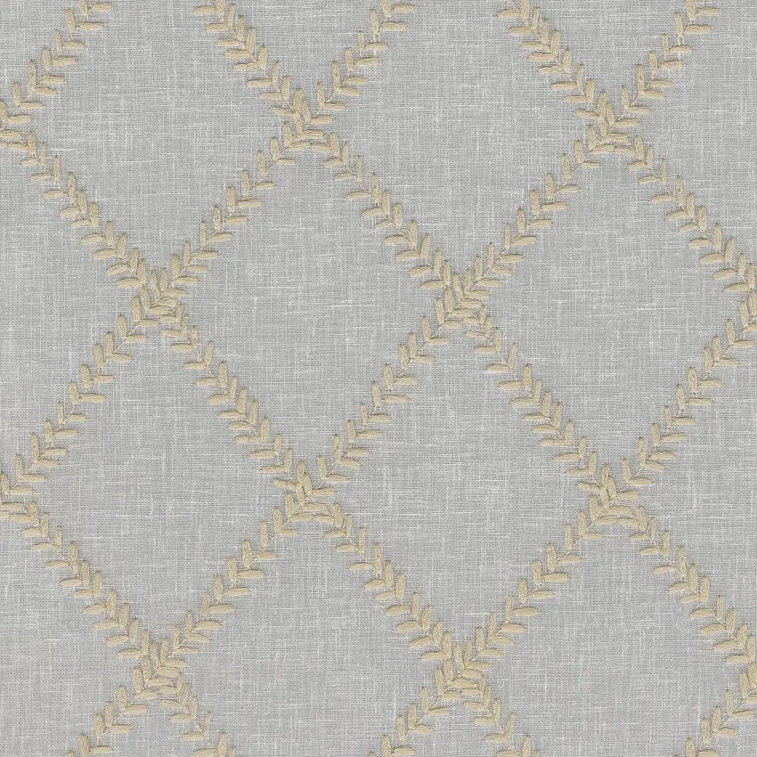 Linen and Grey and Silver Diamond Cotton Or Cotton Blend Curtain Fabric by the Yard