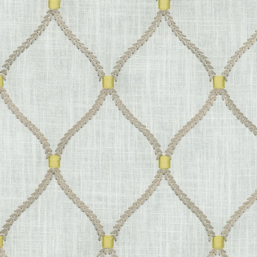 Smoke Flint and Porcelain Diamond Embroidery Upholstery Fabric by the Yard