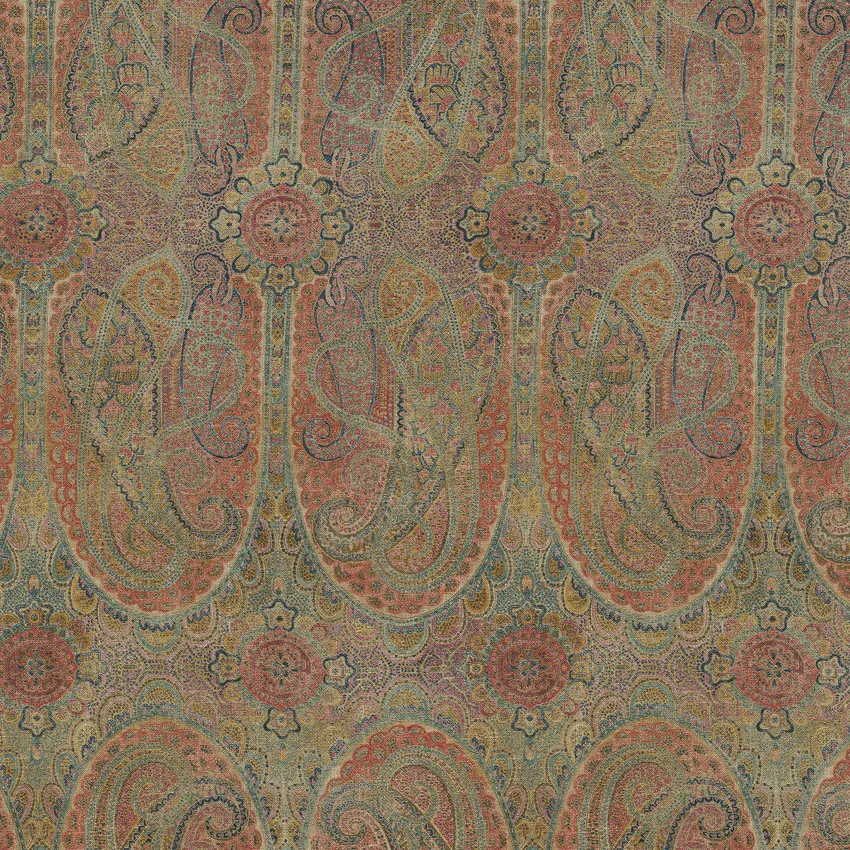 Gem and Red and Burgundy Paisley Linen Upholstery Fabric by the Yard