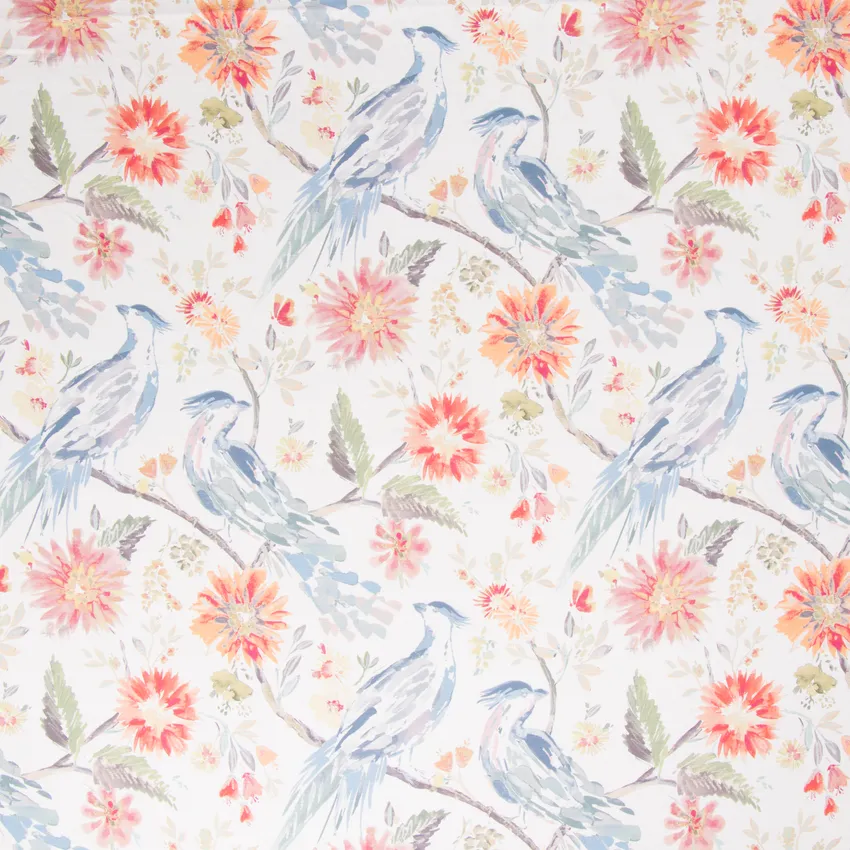 Garden Party Green Floral Cotton Upholstery Fabric by the Yard