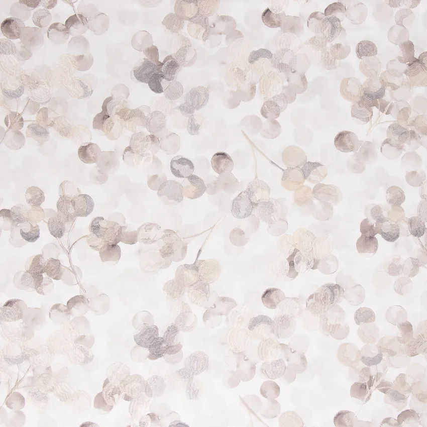 Cloud White Foliage Embroidery Upholstery Fabric by the Yard