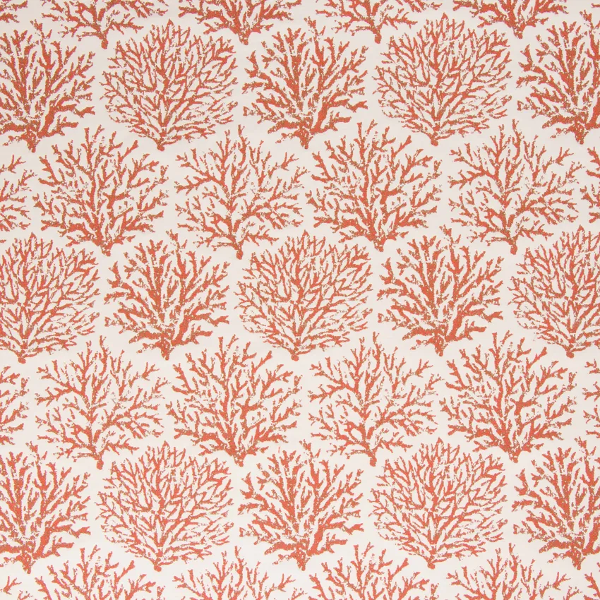 Persimmon Orange and Coral Foliage Jacquard Upholstery Fabric by the Yard