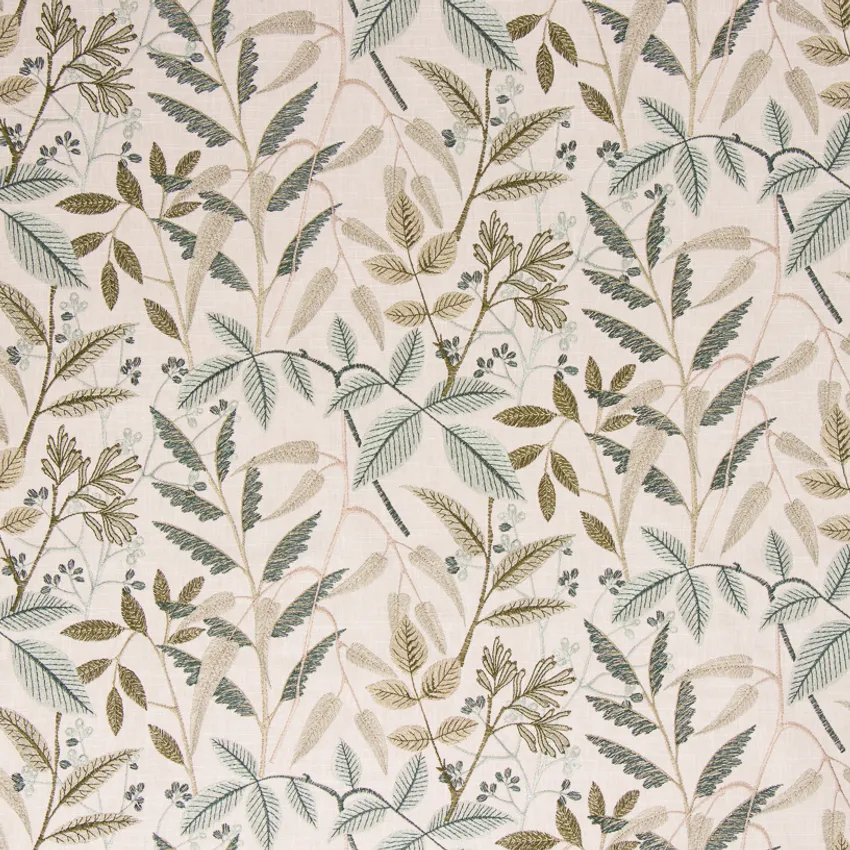 Greenery Green Foliage Embroidery Upholstery Fabric by the Yard