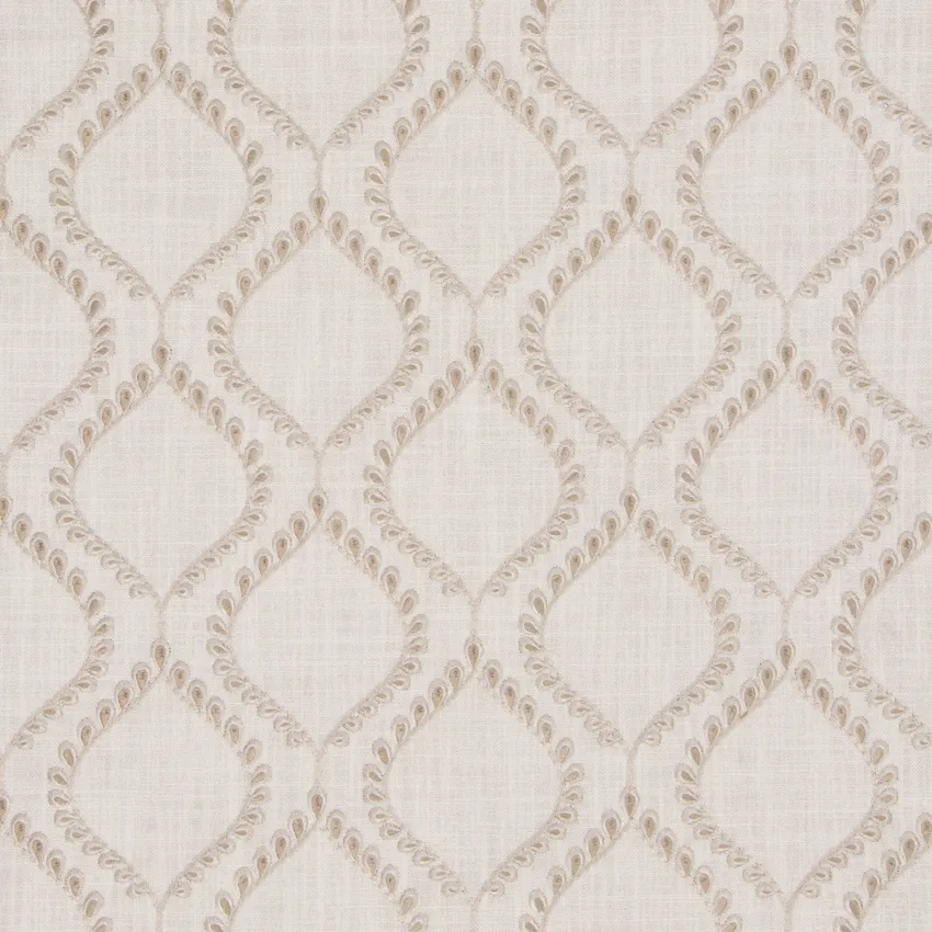 Jute  Beige and Tan and Neutral Geometric Embroidery Upholstery Fabric by the Yard