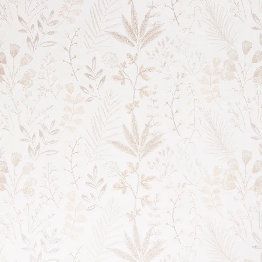 Marble White Foliage Embroidery Upholstery Fabric by the Yard