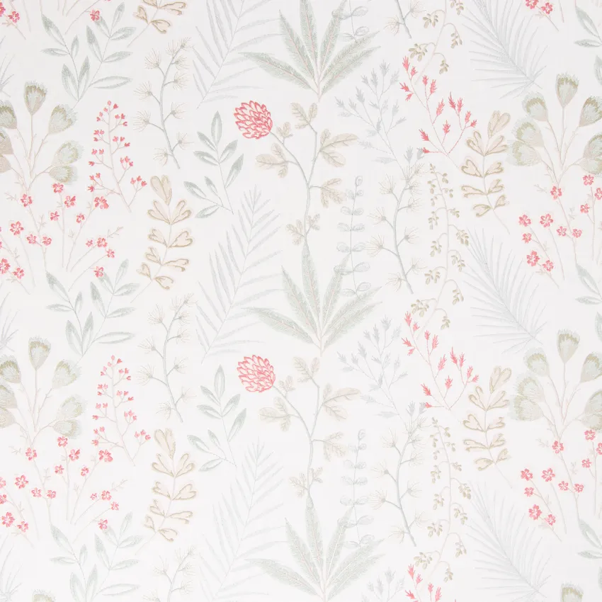 Spa Teal and Aqua Foliage Embroidery Upholstery Fabric by the Yard