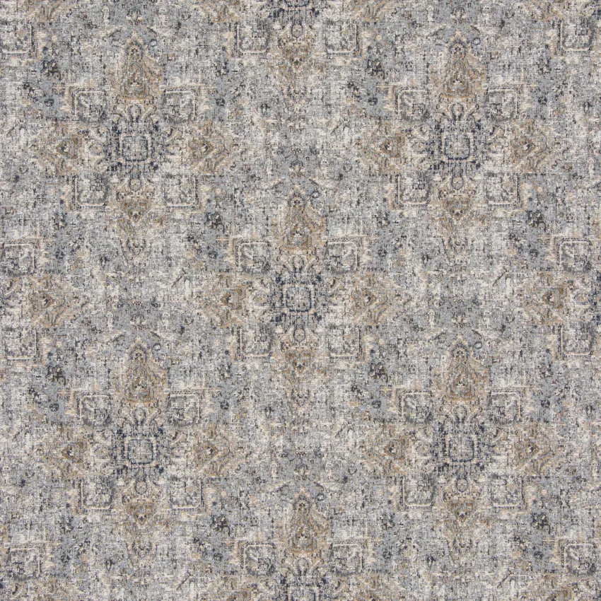 Blue Smoke Blue Geometric Chenille Upholstery Fabric by the Yard