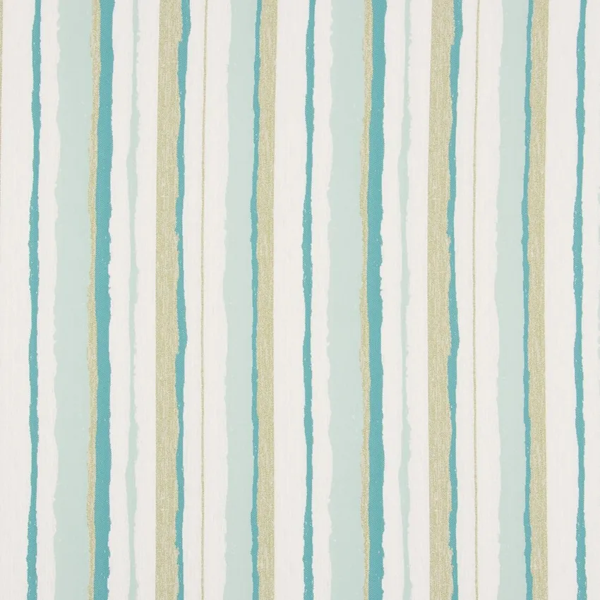 Caribbean Teal and Aqua Stripe Woven Upholstery Fabric by the Yard