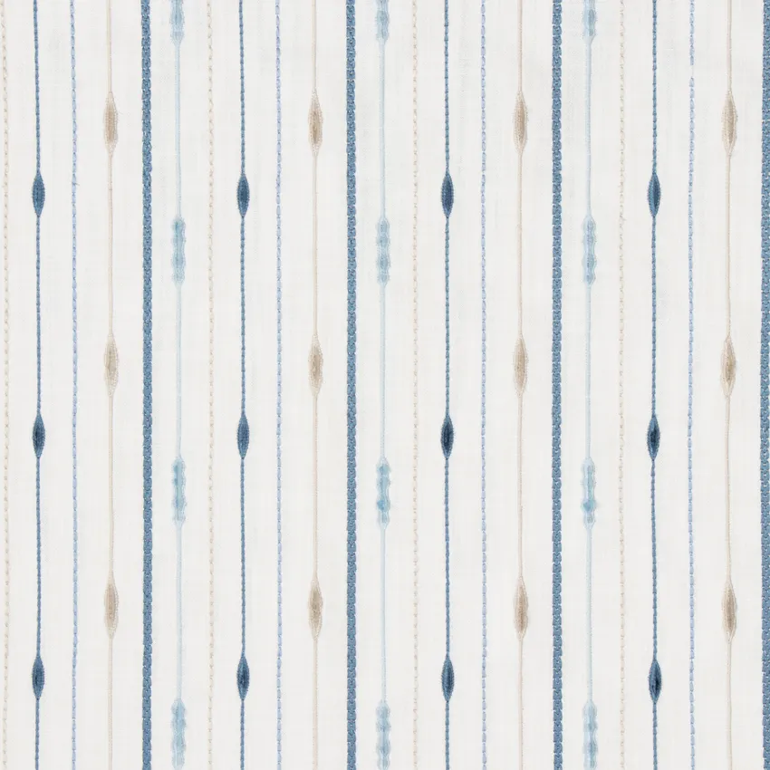 Bluejay Blue Stripe Embroidery Upholstery Fabric by the Yard