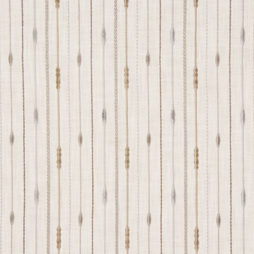 Chrome Grey and Silver Stripe Embroidery Upholstery Fabric by the Yard