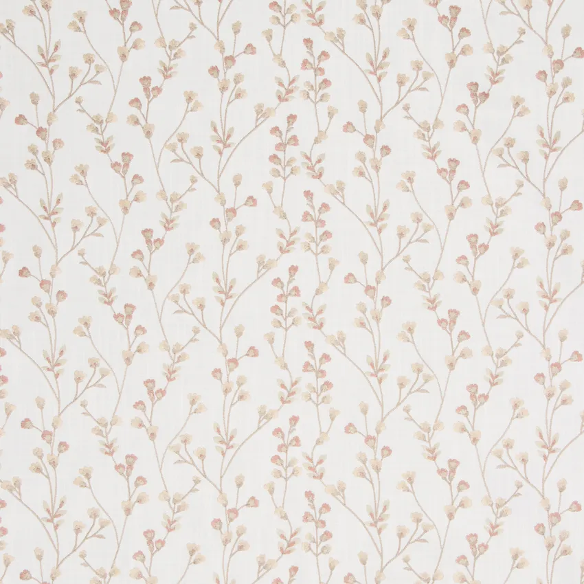 Potpurri Pink Floral Embroidery Upholstery Fabric by the Yard