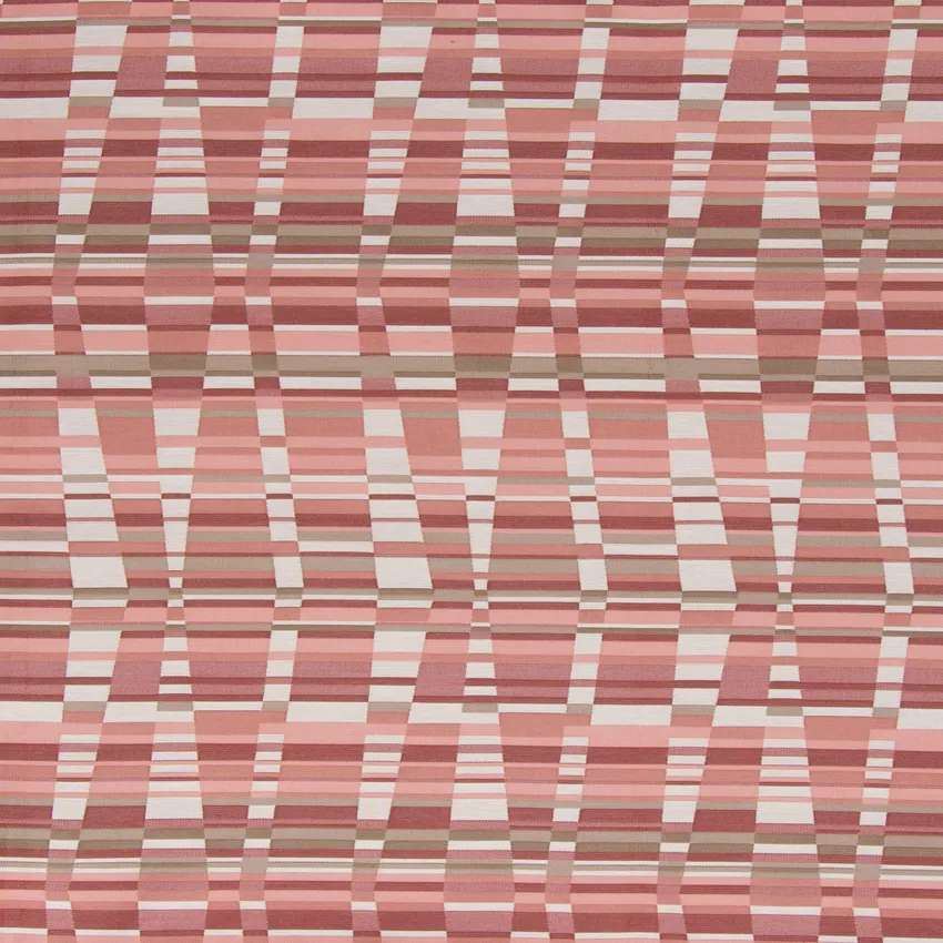 Coral Orange and Coral Geometric Woven Upholstery Fabric by the Yard