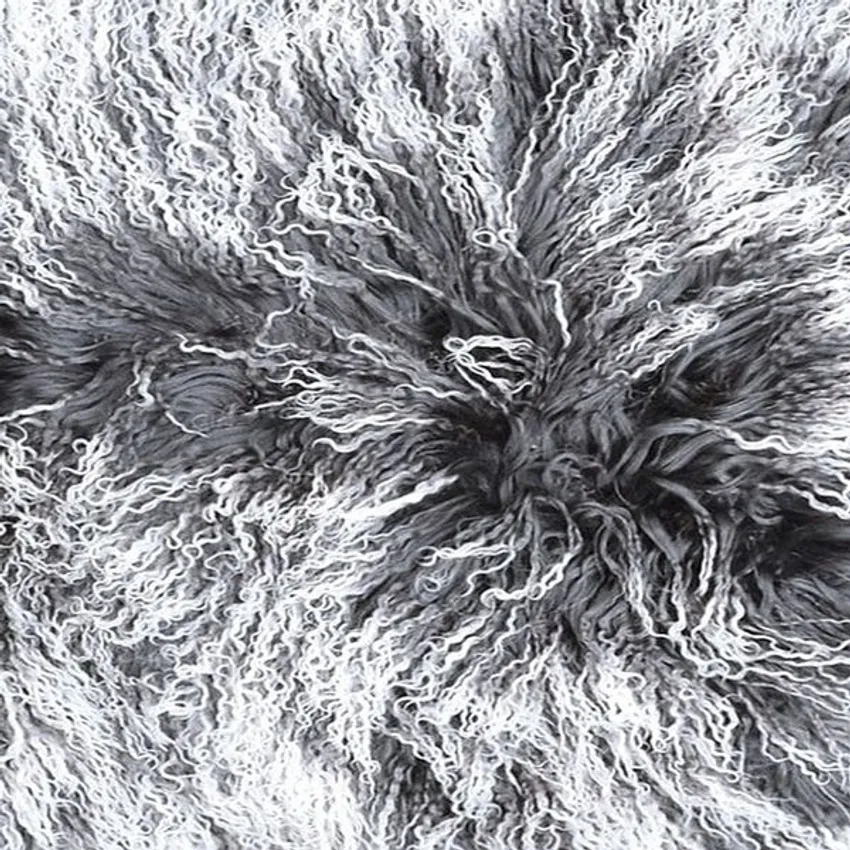 Grey Silver Tipped 100% Genuine Tibetan Lambskin From Tibet by the Hide