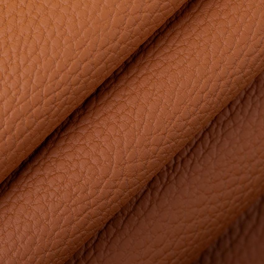 Spice Brown and Orange & Rust Leather Grain Vinyl Upholstery Fabric by the Yard — Upholstery Fabric