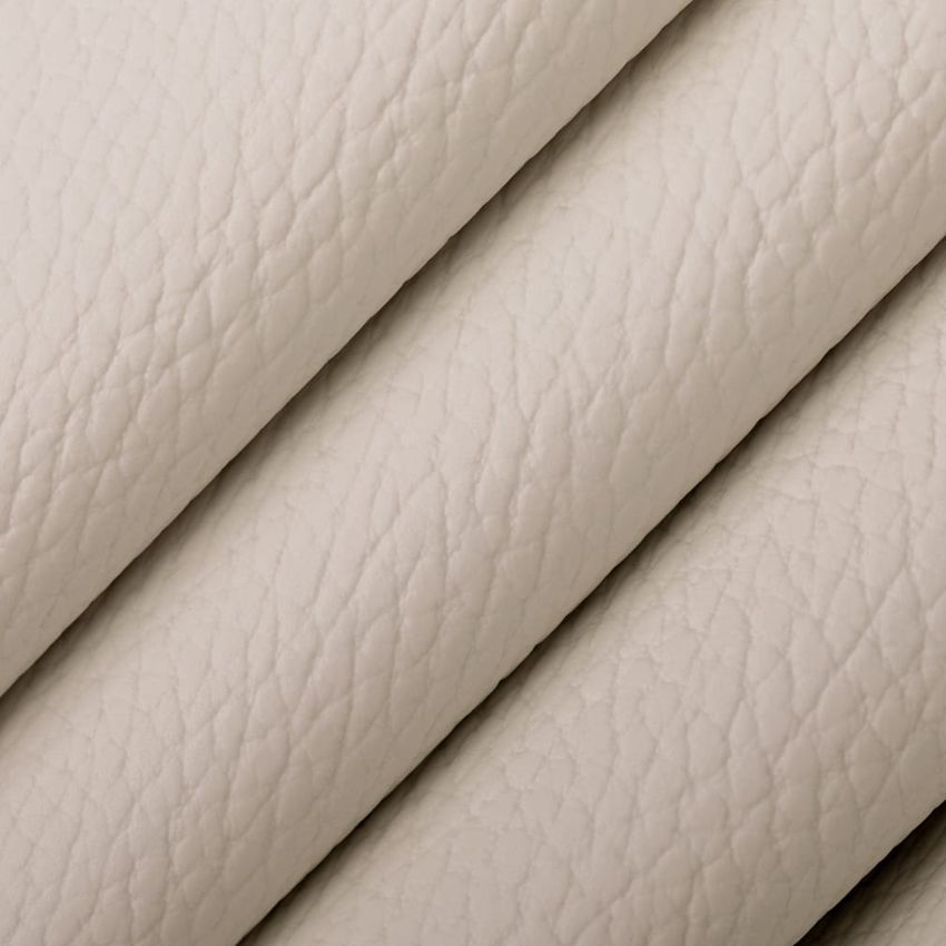 Rice White & Ivory Leather Grain Vinyl Upholstery Fabric by the Yard — Upholstery Fabric