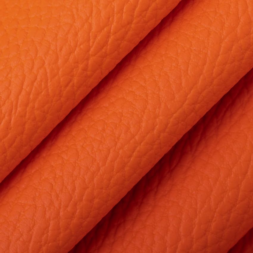 Pumpkin Orange & Rust Leather Grain Vinyl Upholstery Fabric by the Yard — Upholstery Fabric
