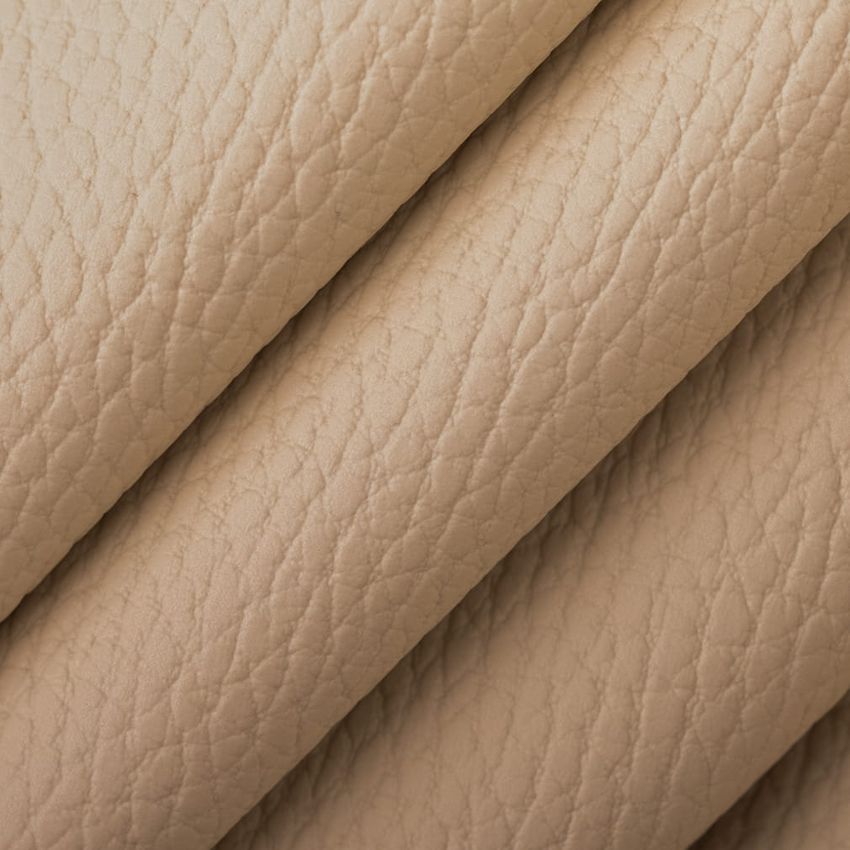 Parchment Beige & Taupe Leather Grain Vinyl Upholstery Fabric by the Yard — Upholstery Fabric