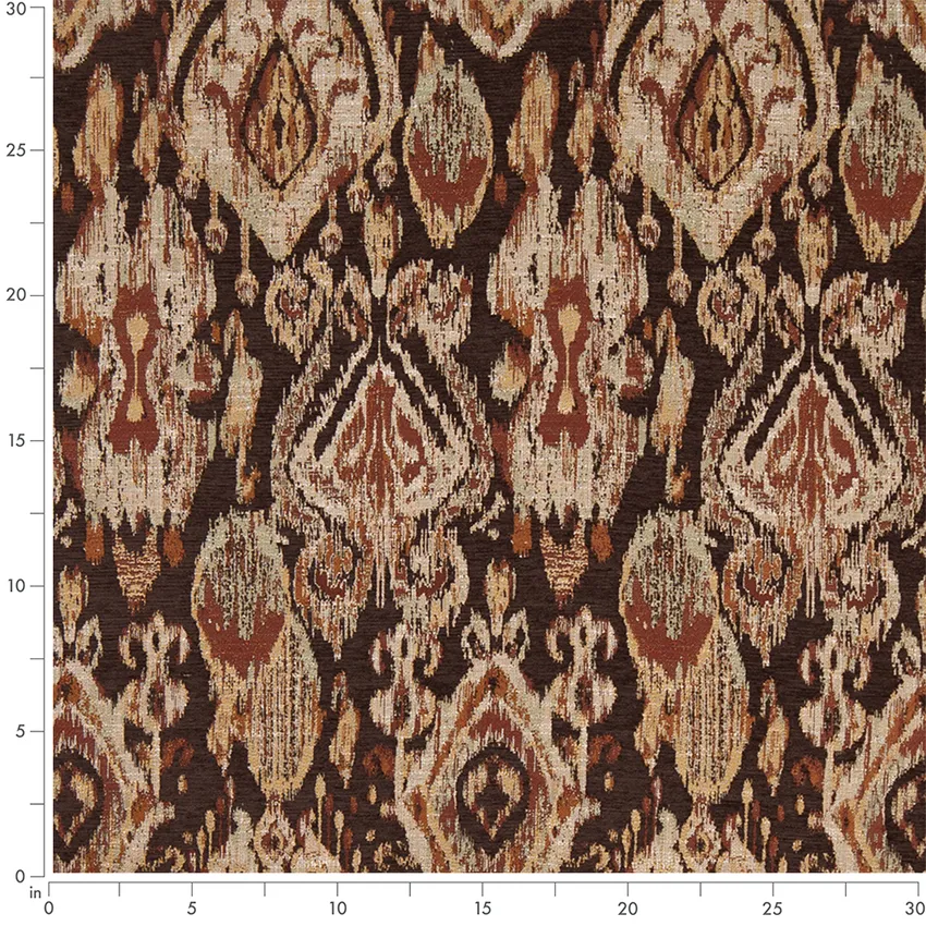 Canyon Brown and Orange & Rust Abstract & Geometric Woven Patterns Upholstery Fabric by the Yard — Scale in inches