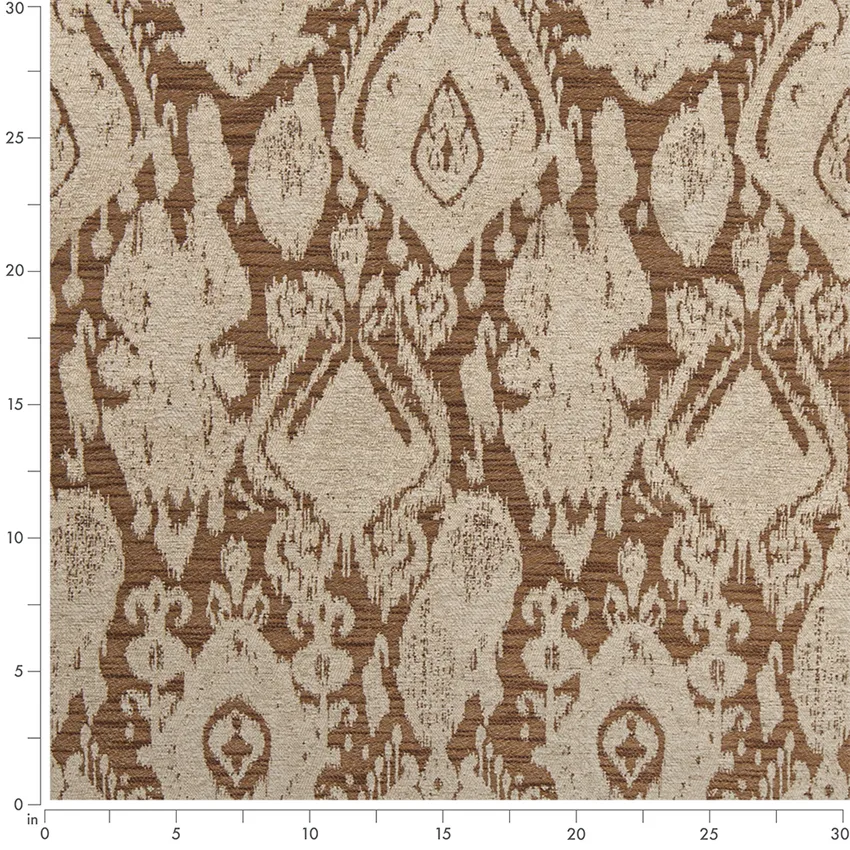 Ecru Neutral Abstract & Geometric Woven Patterns Upholstery Fabric by the Yard — Scale in inches