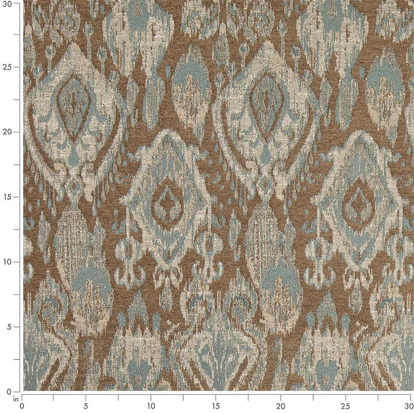 Chambray Blue Abstract & Geometric Woven Patterns Upholstery Fabric by the Yard — Scale in inches