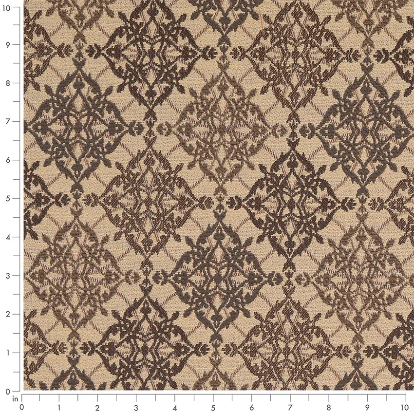 Mocha Brown Abstract & Geometric Woven Patterns Upholstery Fabric by the Yard — Scale in inches