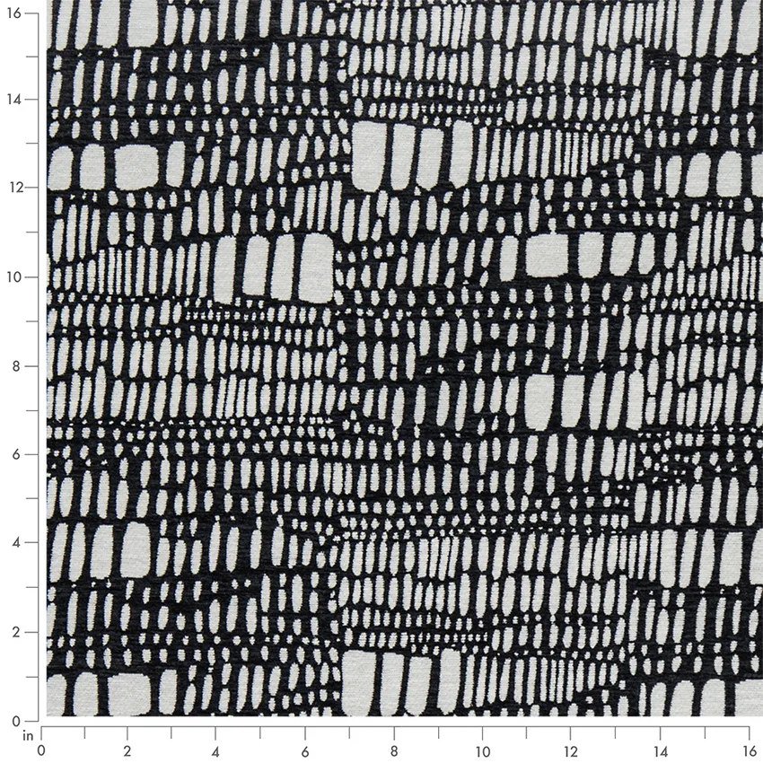 Domino Black Abstract & Geometric Woven Patterns Upholstery Fabric by the Yard — Scale in inches