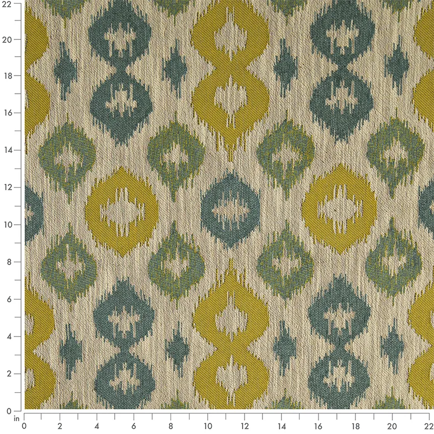Spring Green Abstract & Geometric Woven Patterns Upholstery Fabric by the Yard — Scale in inches