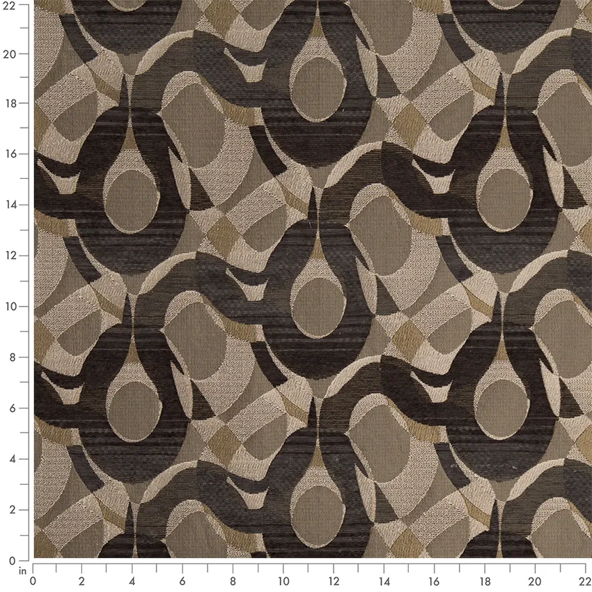 Espresso Brown Abstract & Geometric Woven Patterns Upholstery Fabric by the Yard — Scale in inches