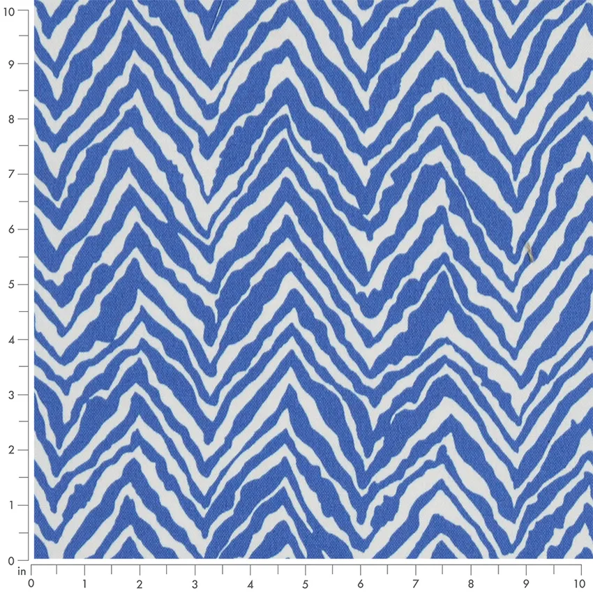 Caribbean Blue Abstract & Geometric Prints Drapery and Upholstery Fabric by the Yard — Scale in inches