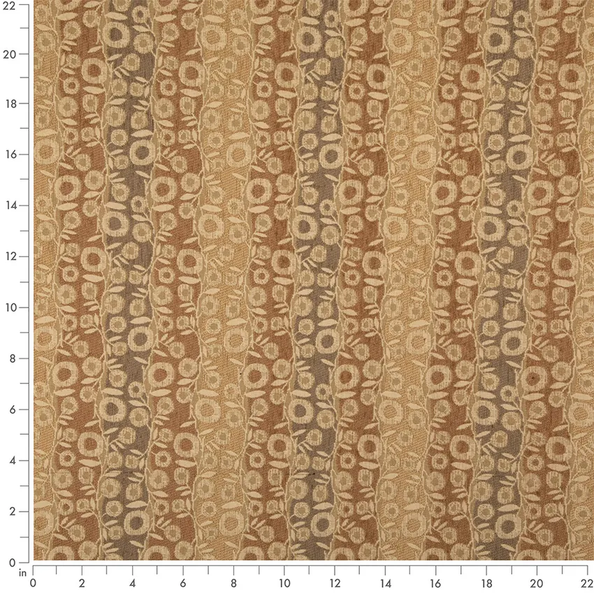 Latte Brown Abstract & Geometric Woven Patterns Upholstery Fabric by the Yard — Scale in inches