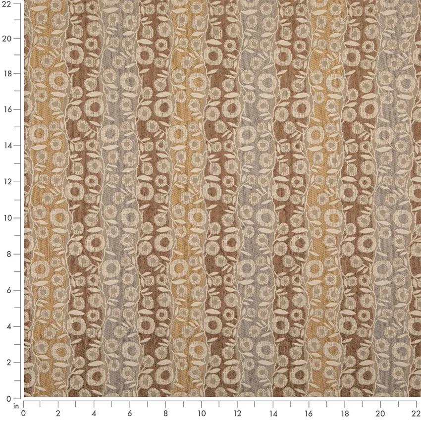 Suede Brown Abstract & Geometric Woven Patterns Upholstery Fabric by the Yard — Scale in inches
