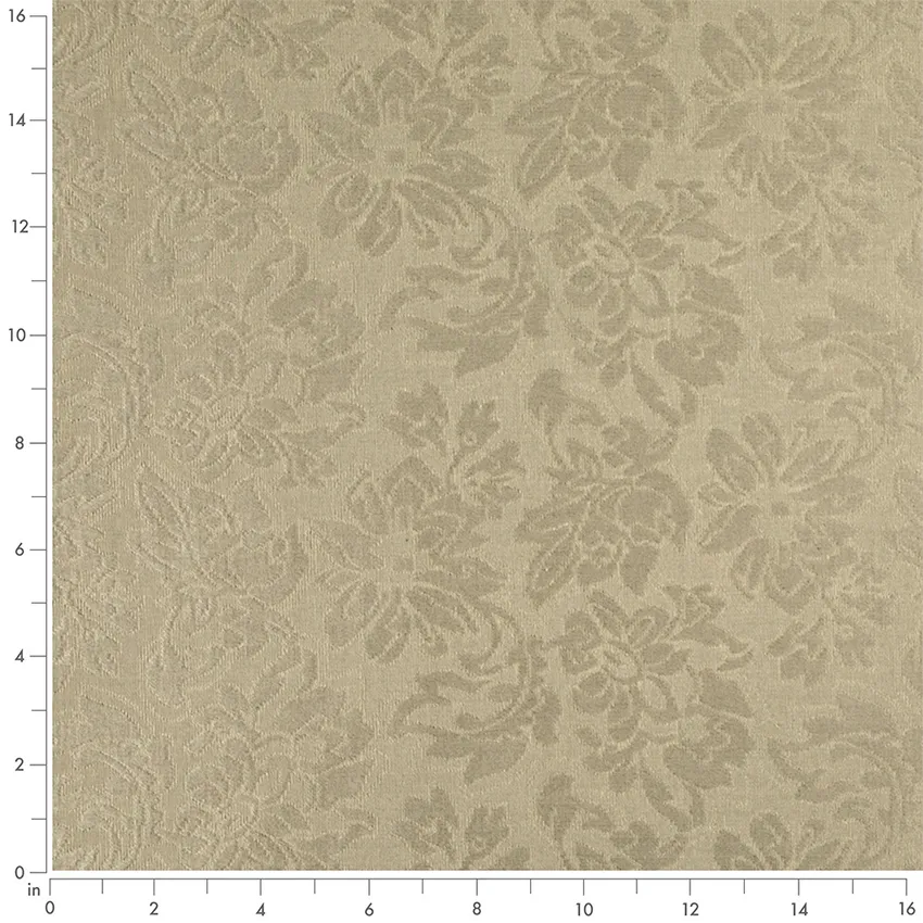 Sage Green Floral Woven Patterns Upholstery Fabric by the Yard — Scale in inches