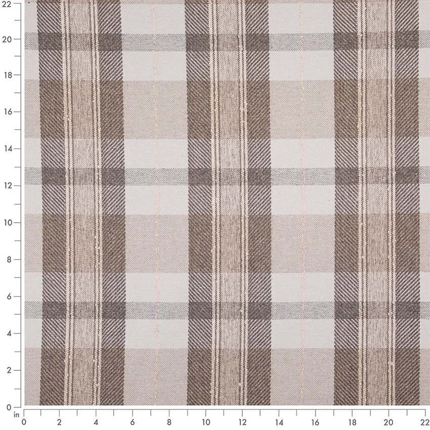 Pewter Grey & Silver Plaid Woven Patterns Upholstery Fabric by the Yard — Scale in inches