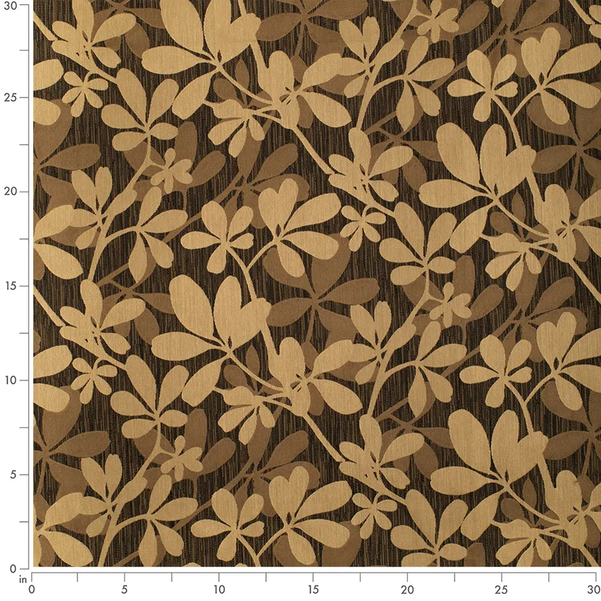 Mocha Brown Abstract & Geometric Woven Patterns Upholstery Fabric by the Yard — Scale in inches