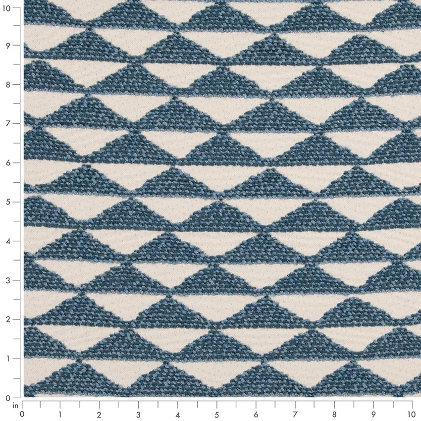 Sapphire Blue Abstract & Geometric Woven Patterns Upholstery Fabric by the Yard — Scale in inches
