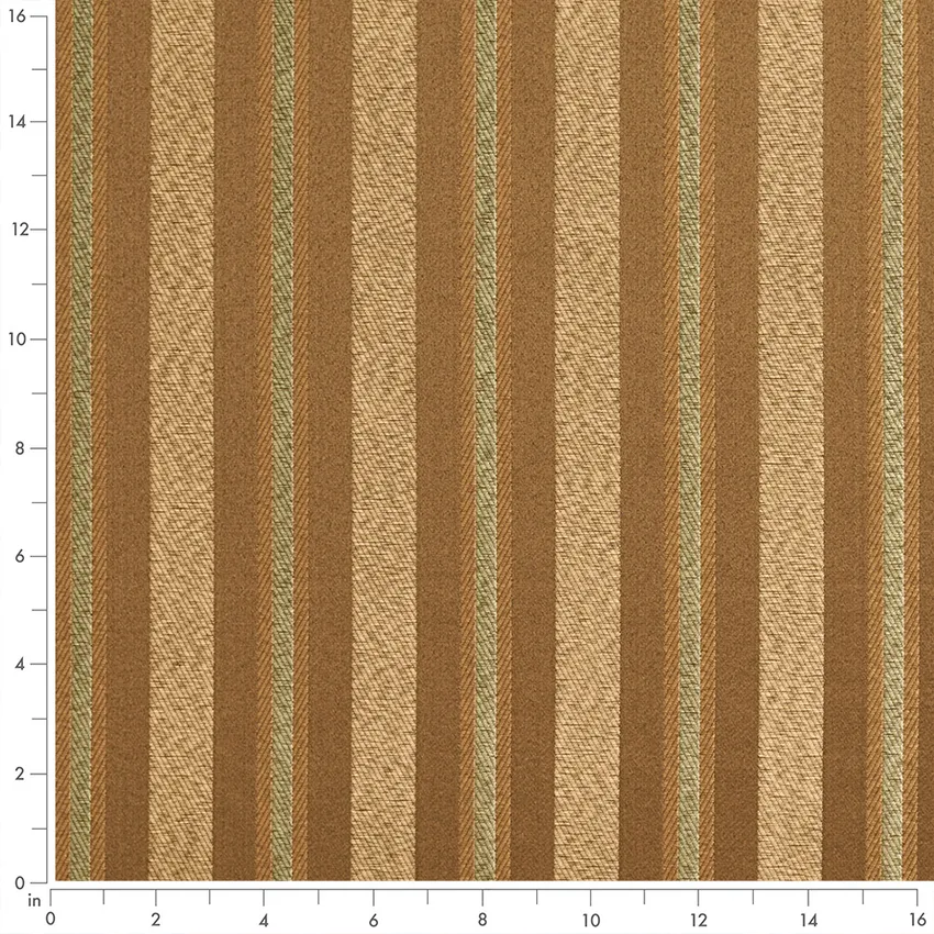 Toffee Brown Stripe Woven Patterns Drapery and Upholstery Fabric by the Yard — Scale in inches